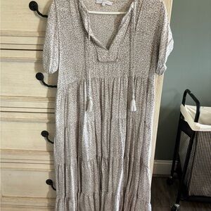 Olivaceous Cream Leopard Maxi Dress